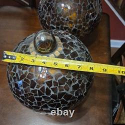 VTG Mosaic Glass Hand Made chain hanging candle holder beautiful pair