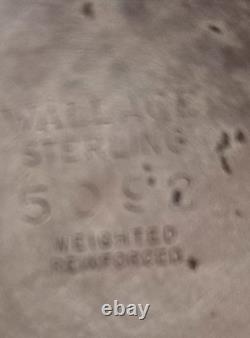 VTG PAIR WALLACE STERLING CANDLE HOLDERS With ETCHED GLASS CHIMNEYS