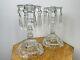 Vtg Pair Elegant Clear Glass Candlestick Candle Holders With Prisms Mantle Dusters