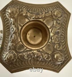 VTG Pair French Empire Hollywood Regency Glass & Brass Candle Holders