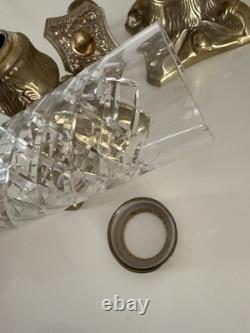 VTG Pair French Empire Hollywood Regency Glass & Brass Candle Holders
