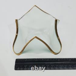 VTG Set of 3 Signed Annie Glass Gold Rimmed Frosted Handkerchief Candle Holders