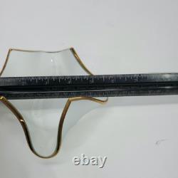 VTG Set of 3 Signed Annie Glass Gold Rimmed Frosted Handkerchief Candle Holders