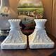 Vtg Uranium White Slag Milk Glass Candle Stick Holders