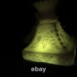 VTG Uranium White Slag Milk Glass Candle Stick Holders