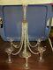 Vtg Hand Blown Twisted Glass Crystal Candelabra/candle Holder 19 Tall