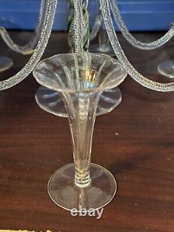 VTG hand blown twisted glass Crystal Candelabra/Candle Holder 19 tall