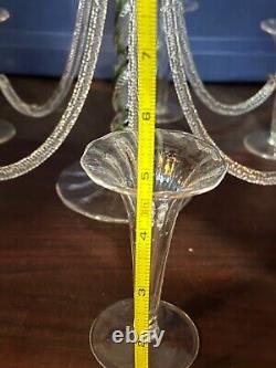 VTG hand blown twisted glass Crystal Candelabra/Candle Holder 19 tall