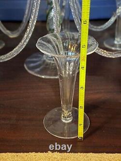 VTG hand blown twisted glass Crystal Candelabra/Candle Holder 19 tall