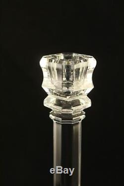 Val St Lambert Art Glass 9 Louvre Crystal Candlesticks Candle Holders Pair Set