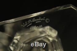Val St Lambert Art Glass 9 Louvre Crystal Candlesticks Candle Holders Pair Set