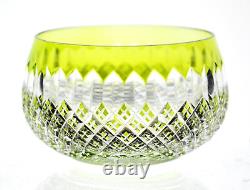 Val St Lambert Light Green Cut to Clear Crystal Tea Light Votive Candle Holder