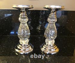 Valerie Parr Hill Bath & Body Works Silver LED Glitter Pedestal Candle Holders