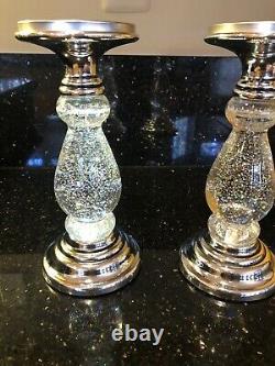 Valerie Parr Hill Bath & Body Works Silver LED Glitter Pedestal Candle Holders