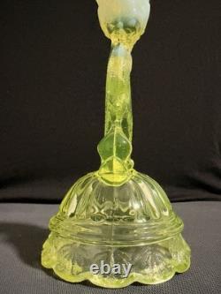 Vaseline Glass Dolphin Candlestick Candle Holder Yellow UV Reactive Decorative