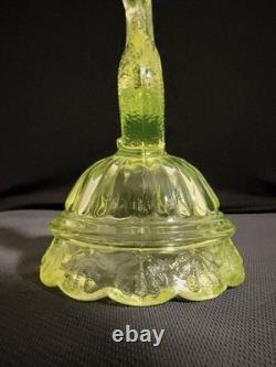 Vaseline Glass Dolphin Candlestick Candle Holder Yellow UV Reactive Decorative