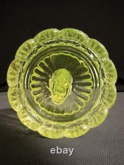 Vaseline Glass Dolphin Candlestick Candle Holder Yellow UV Reactive Decorative