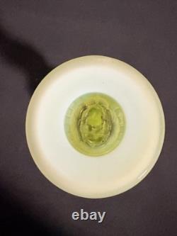 Vaseline Glass Dolphin Candlestick Candle Holder Yellow UV Reactive Decorative
