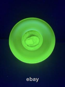 Vaseline Glass Dolphin Candlestick Candle Holder Yellow UV Reactive Decorative