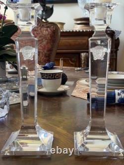 Versace Glass Medusa Candle Stick Holder Set of 2