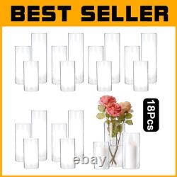 Versatile Glass Cylinder Candle Holders 18 Pcs