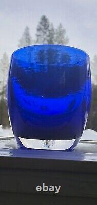 Very rare cobalt blue Lady Di glassybaby with original sticker attatched. New