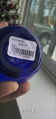 Very rare cobalt blue Lady Di glassybaby with original sticker attatched. New