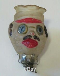 Victorian Clip-On Candle Holder Ornament Christmas Tree Glass Shade Man Snowman