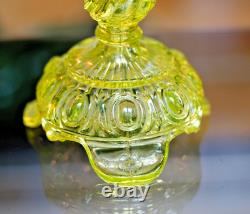 Victorian Vaseline Glass Candlestick Candle Hold? R Footed Twisted Swirl Stem 9'
