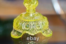 Victorian Vaseline Glass Candlestick Candle Hold? R Footed Twisted Swirl Stem 9'