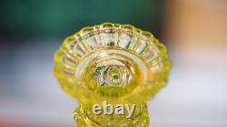Victorian Vaseline Glass Candlestick Candle Hold? R Footed Twisted Swirl Stem 9'