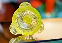Victorian Vaseline Glass Candlestick Candle Hold? R Footed Twisted Swirl Stem 9'