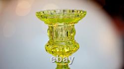 Victorian Vaseline Glass Candlestick Candle Hold? R Footed Twisted Swirl Stem 9'