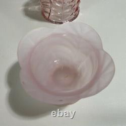 Viking Fairy Lamp Pink Cabbage Leaf Pattern 6.5 Tall