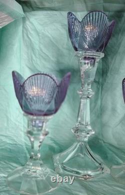 Viking Glass Bouquet Of Roses 3 Amethyst Peg Votive Candle Holders On Clear Stem