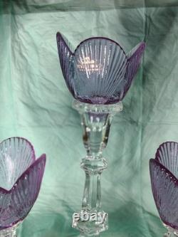 Viking Glass Bouquet Of Roses 3 Amethyst Peg Votive Candle Holders On Clear Stem