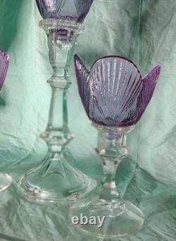 Viking Glass Bouquet Of Roses 3 Amethyst Peg Votive Candle Holders On Clear Stem