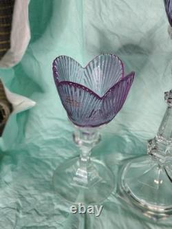 Viking Glass Bouquet Of Roses 3 Amethyst Peg Votive Candle Holders On Clear Stem