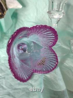 Viking Glass Bouquet Of Roses 3 Amethyst Peg Votive Candle Holders On Clear Stem