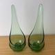 Viking Swung Green Glass Set Of 2 Candle Holders 10