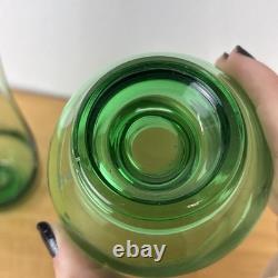 Viking Swung Green Glass Set of 2 Candle Holders 10