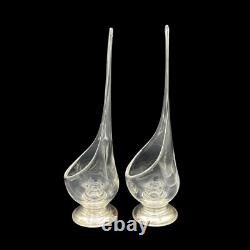 Viking Taperglow 10 Plus. 75 Sterling Silver Base Swung Glass Candle Holders Viking Taperglow 10 Plus. 75 Sterling Silver Base Swung Glass Candle Holders