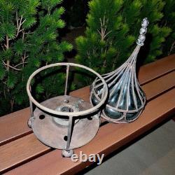 Vintage 16 Caged Mouth Blown Cast Iron Bubble Glass Onion Shaped Candle Holder