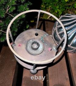 Vintage 16 Caged Mouth Blown Cast Iron Bubble Glass Onion Shaped Candle Holder