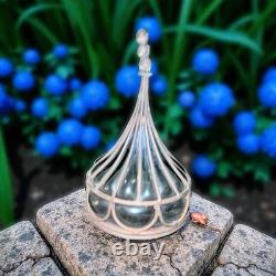 Vintage 16 Caged Mouth Blown Cast Iron Bubble Glass Onion Shaped Candle Holder