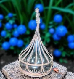 Vintage 16 Caged Mouth Blown Cast Iron Bubble Glass Onion Shaped Candle Holder