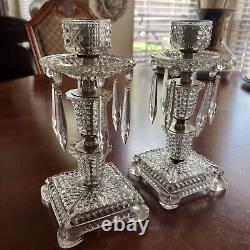 Vintage 1920's Ornate Glass Candlestick Holders (Set of 2) Candle Holder