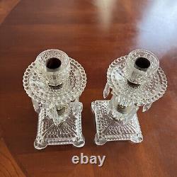 Vintage 1920's Ornate Glass Candlestick Holders (Set of 2) Candle Holder