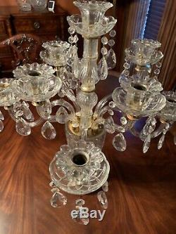 Vintage 1930's Murano Style 9 Arm Clear Pressed Glass Candelabra