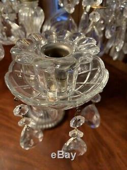 Vintage 1930's Murano Style 9 Arm Clear Pressed Glass Candelabra